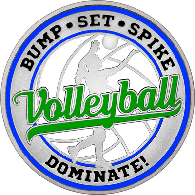 Green "Volleyball" with Royal Blue Outer Circular Borders